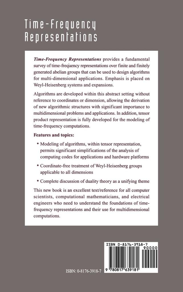 Weitere Ansicht: Time-Frequency Representations | Myoung An, Richard Tolimieri