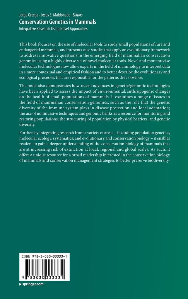 Weitere Ansicht: Conservation Genetics in Mammals