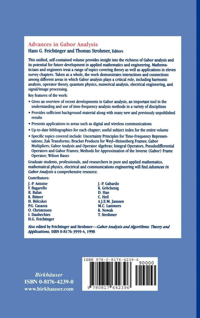 Weitere Ansicht: Advances in Gabor Analysis