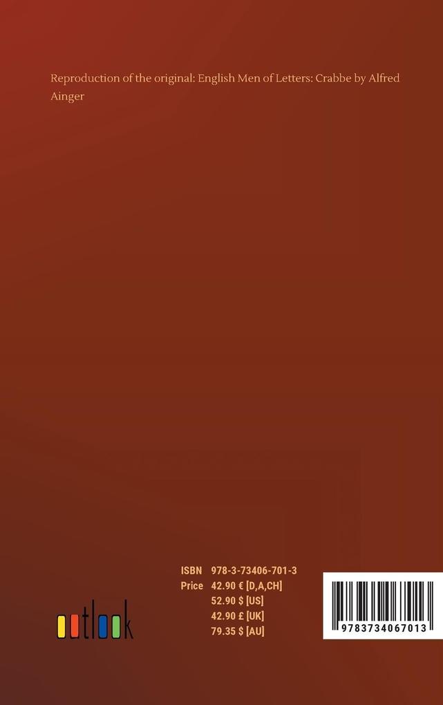 Weitere Ansicht: English Men of Letters: Crabbe | Alfred Ainger