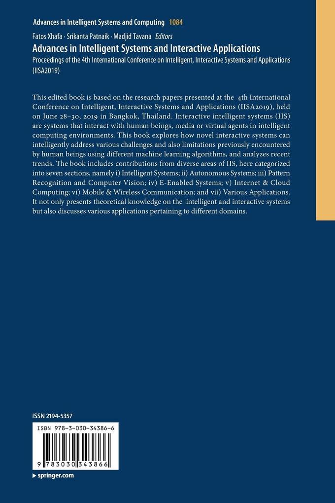 Weitere Ansicht: Advances in Intelligent Systems and Interactive Applications