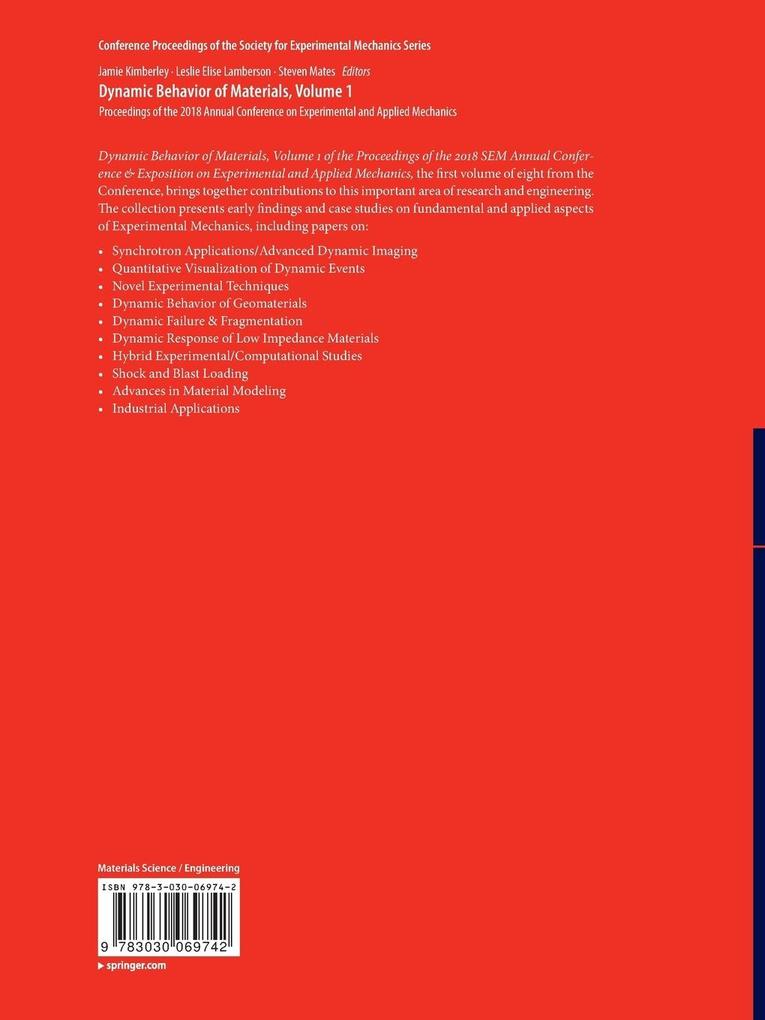 Weitere Ansicht: Dynamic Behavior of Materials, Volume 1