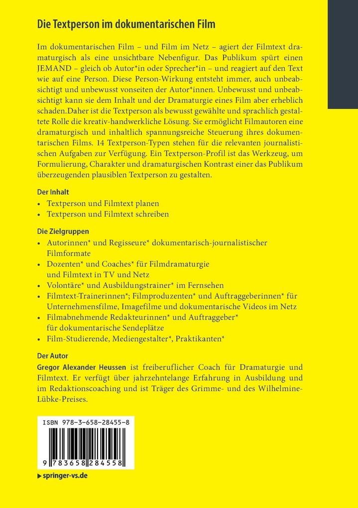 Weitere Ansicht: Die Textperson im dokumentarischen Film | Gregor Alexander Heussen
