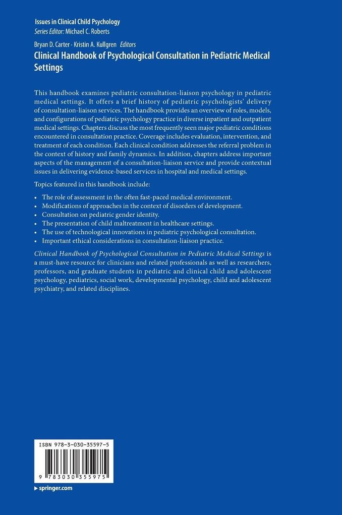 Weitere Ansicht: Clinical Handbook of Psychological Consultation in Pediatric Medical Settings