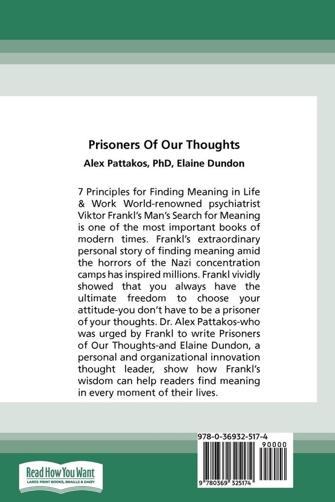 Weitere Ansicht: Prisoners of Our Thoughts | Alex Pattakos, Elaine Dundon