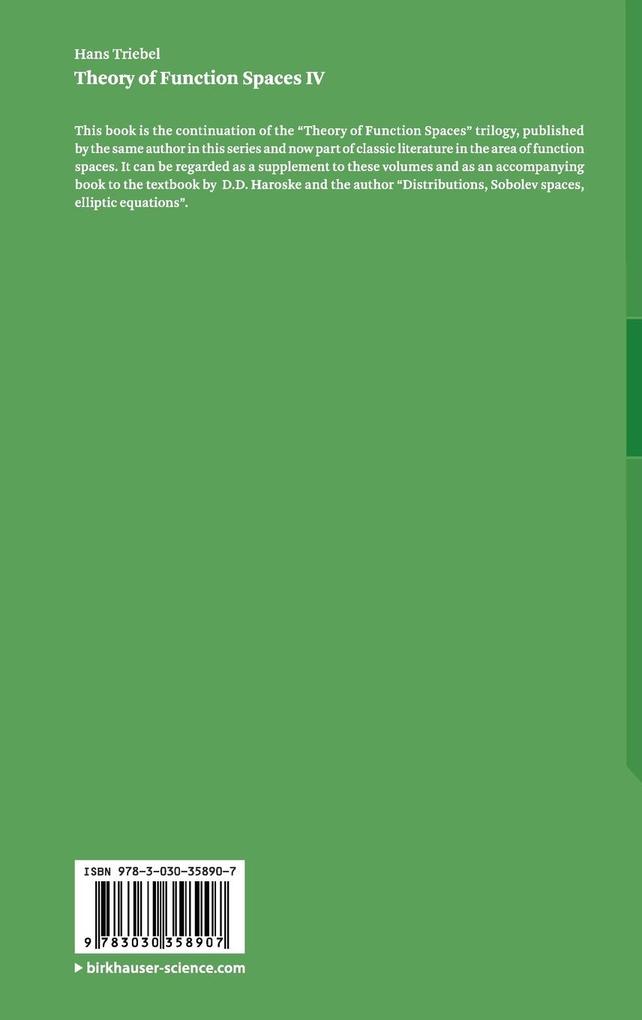 Weitere Ansicht: Theory of Function Spaces IV | Hans Triebel