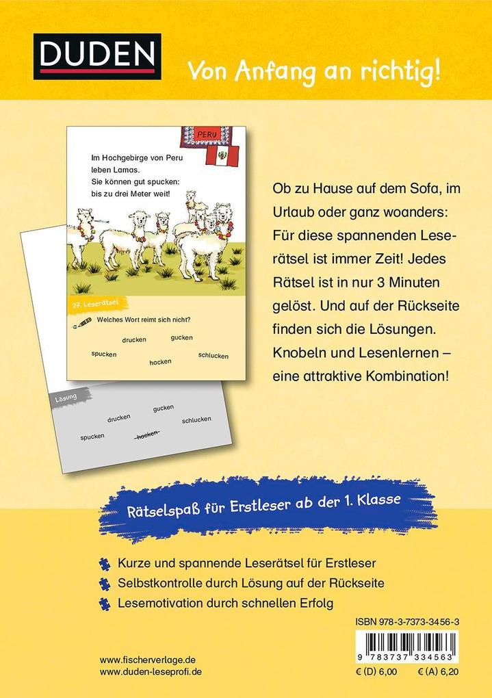 Weitere Ansicht: Duden Leseprofi - 3-Minuten-Leserätsel für Erstleser: Reise um die Welt | Susanna Moll