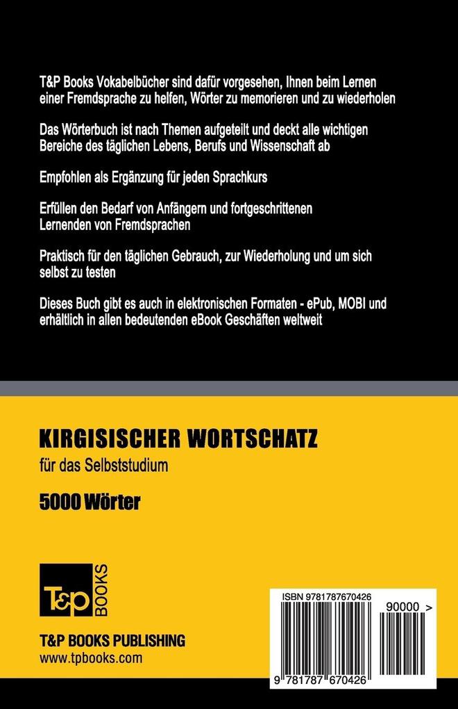 Weitere Ansicht: Wortschatz Deutsch-Kirgisisch für das Selbststudium - 5000 Wörter | Andrey Taranov