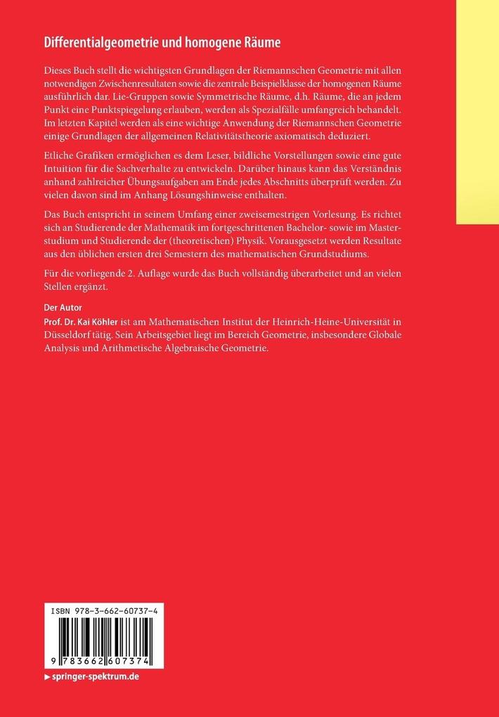 Weitere Ansicht: Differentialgeometrie und homogene Räume | Kai Köhler