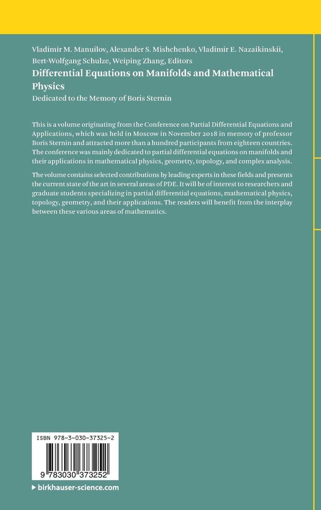 Weitere Ansicht: Differential Equations on Manifolds and Mathematical Physics