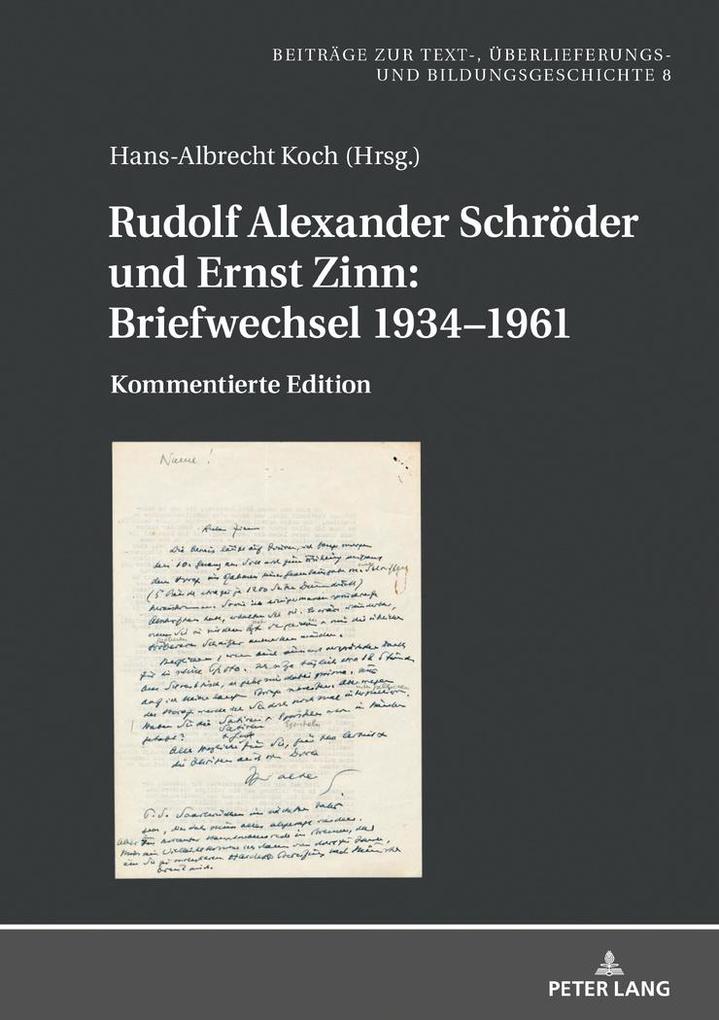 Produktbild: Rudolf Alexander Schröder und Ernst Zinn: Briefwechsel 1934-1961