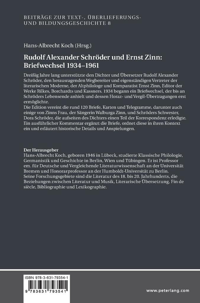 Weitere Ansicht: Rudolf Alexander Schröder und Ernst Zinn: Briefwechsel 1934-1961
