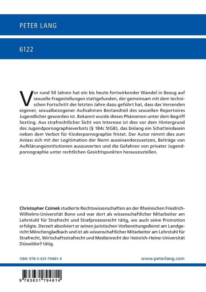 Weitere Ansicht: Verbot privater Jugendpornographie | Christopher Czimek