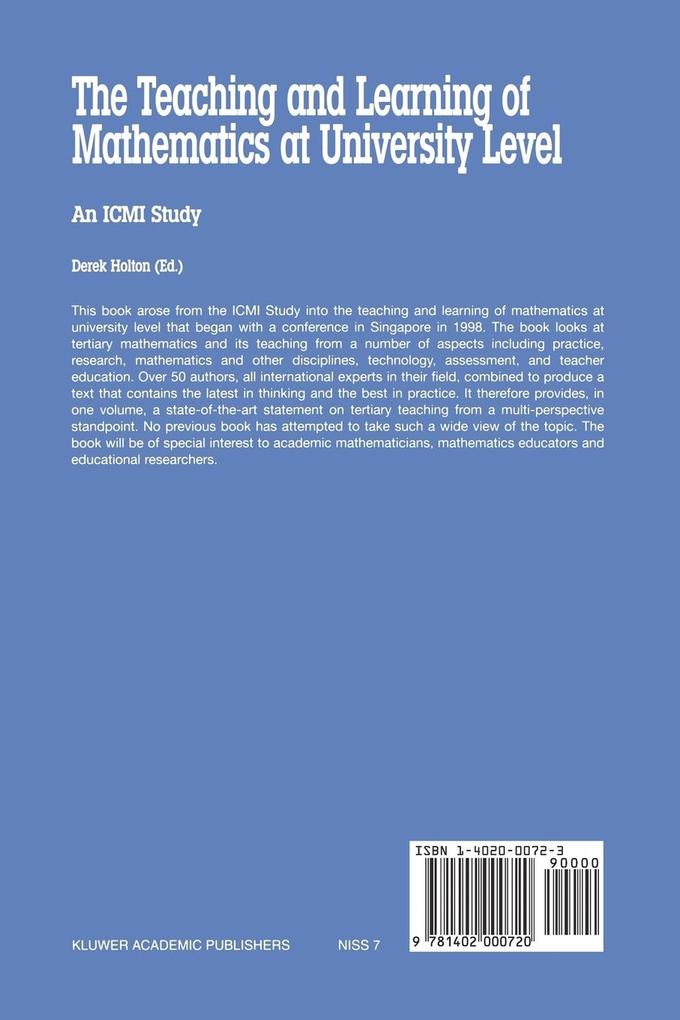 Weitere Ansicht: The Teaching and Learning of Mathematics at University Level