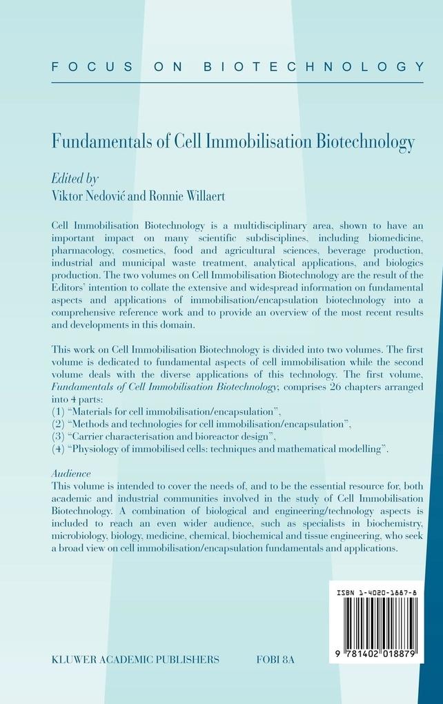 Weitere Ansicht: Fundamentals of Cell Immobilisation Biotechnology