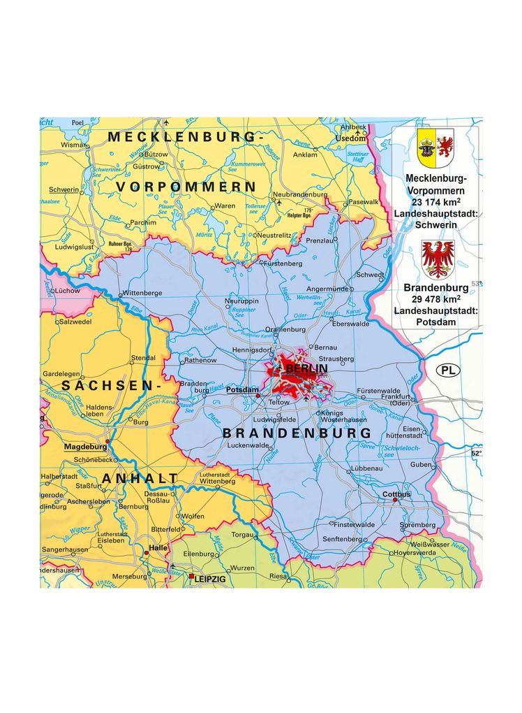 Weitere Ansicht: Deutschland politisch mit Bundesländerwappen | Heinrich Stiefel