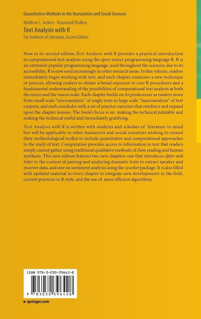Weitere Ansicht: Text Analysis with R | Matthew L. Jockers, Rosamond Thalken