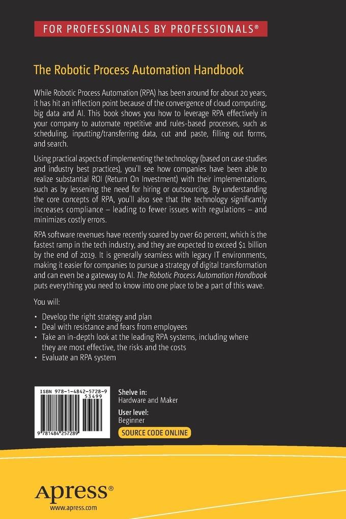 Weitere Ansicht: The Robotic Process Automation Handbook | Tom Taulli