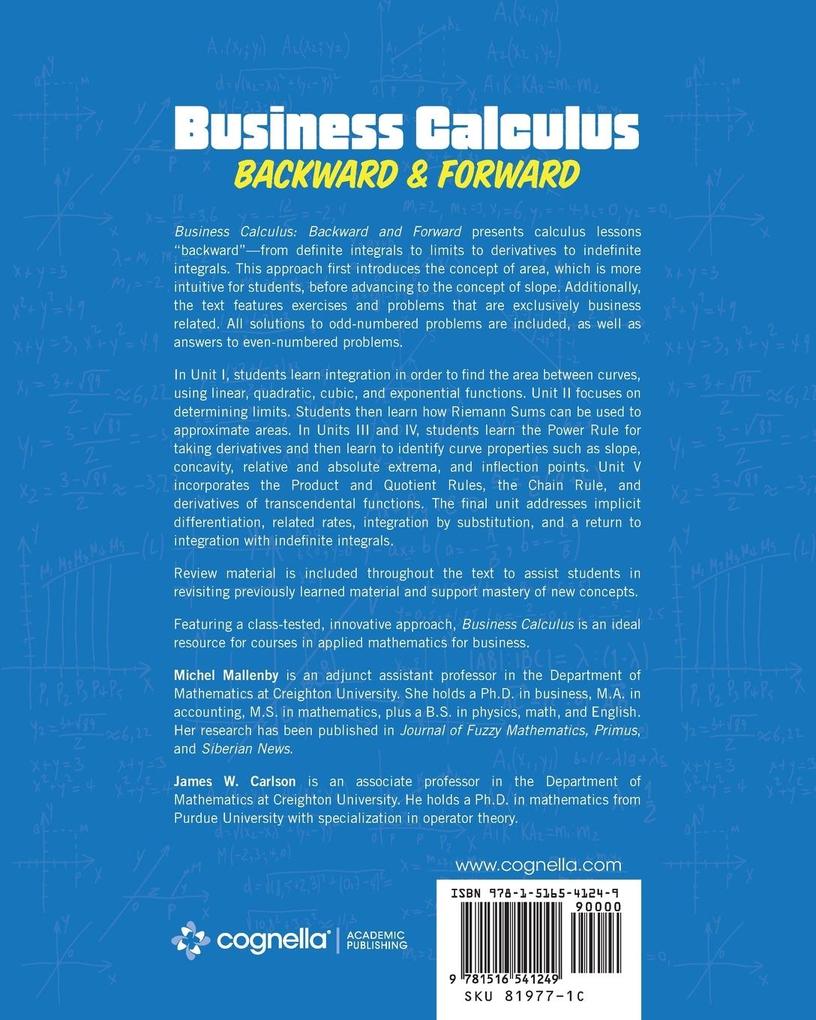 Weitere Ansicht: Business Calculus | Michel Mallenby, James Carlson