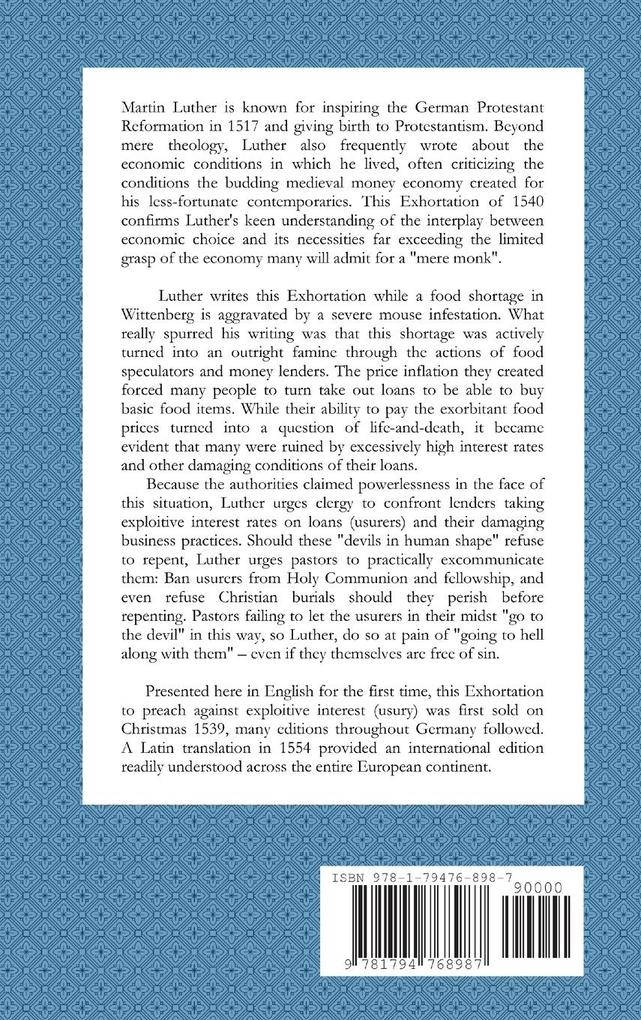 Weitere Ansicht: Exhortation to the Clergy to Preach Against Exploitive Interest (Usury) | Martin Luther, Michael Grzonka