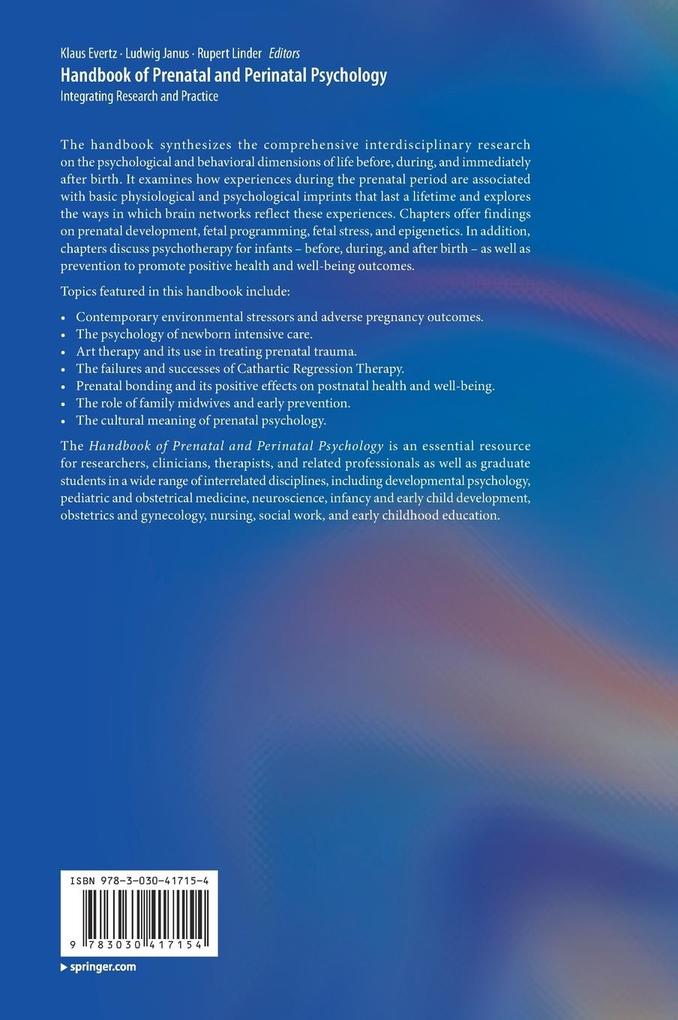 Weitere Ansicht: Handbook of Prenatal and Perinatal Psychology