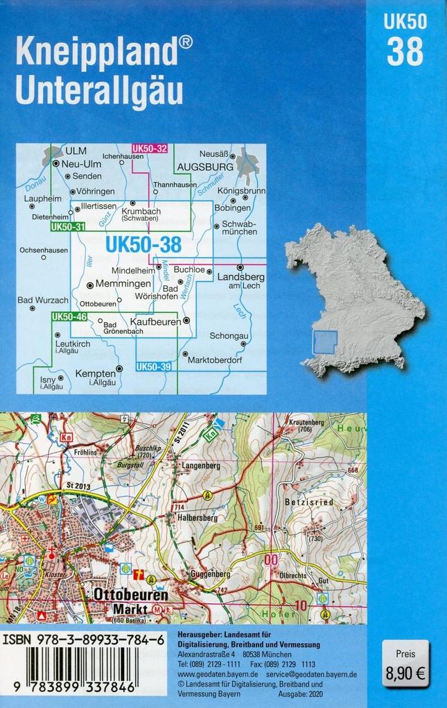 Weitere Ansicht: Kneippland Unterallgäu 1 : 50 000 (UK50-38)