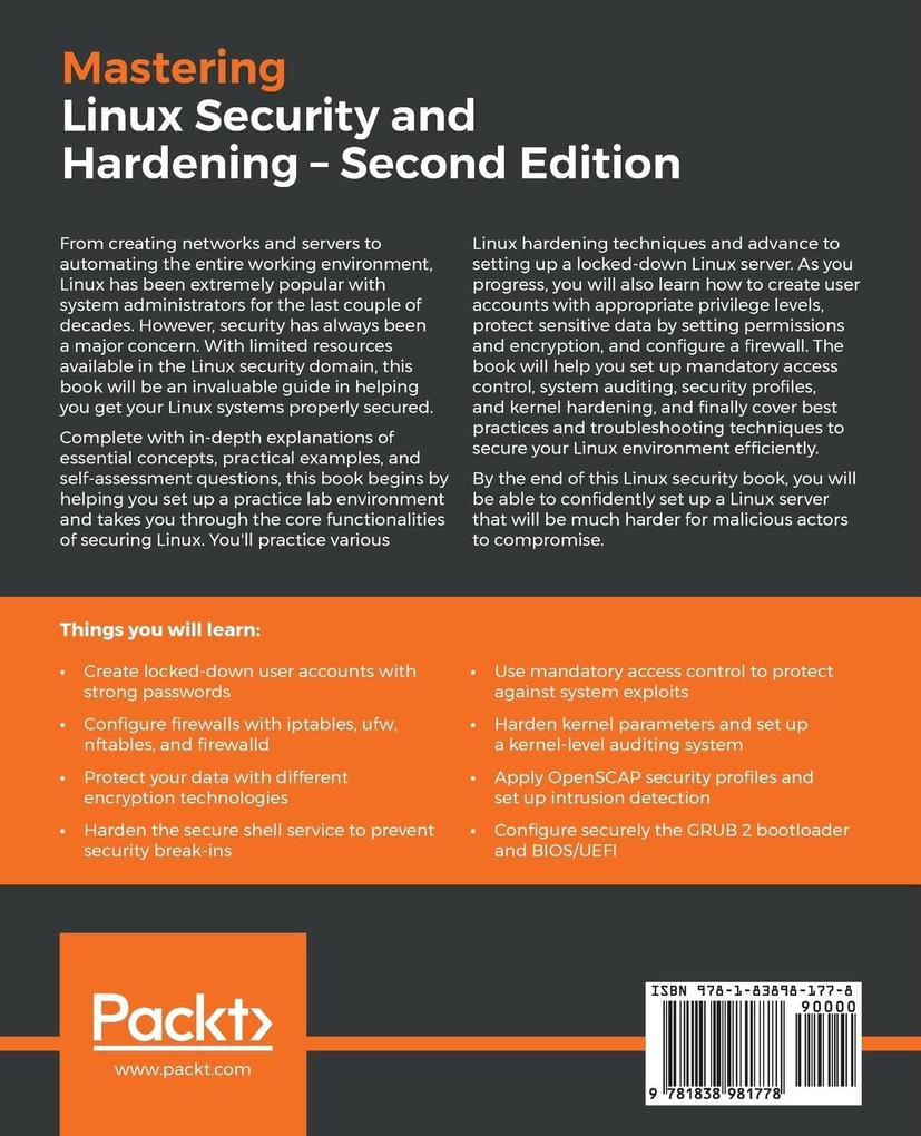 Weitere Ansicht: Mastering Linux Security and Hardening | Donald A. Tevault