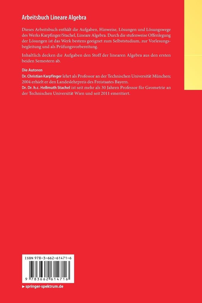 Weitere Ansicht: Arbeitsbuch Lineare Algebra | Christian Karpfinger, Hellmuth Stachel