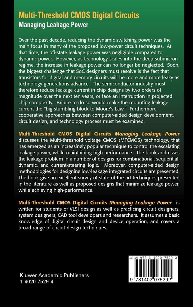 Weitere Ansicht: Multi-Threshold CMOS Digital Circuits | Mohab Anis, Mohamed Elmasry
