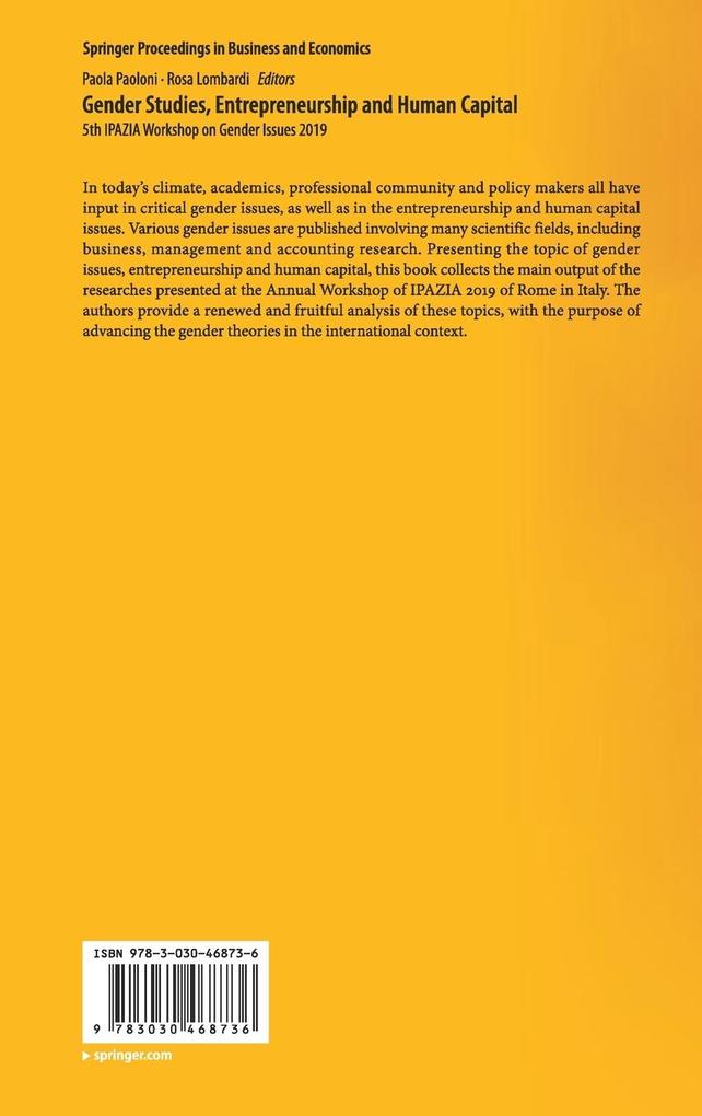 Weitere Ansicht: Gender Studies, Entrepreneurship and Human Capital