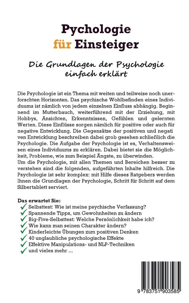 Weitere Ansicht: Psychologie für Einsteiger: Die Grundlagen der Psychologie einfach erklärt - Menschen verstehen und manipulieren | Claudia Sonnenbeck