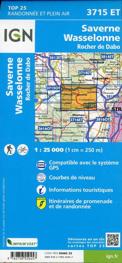 Weitere Ansicht: Saverne.Wasselonne.Rocher de Dabo 1:25 000