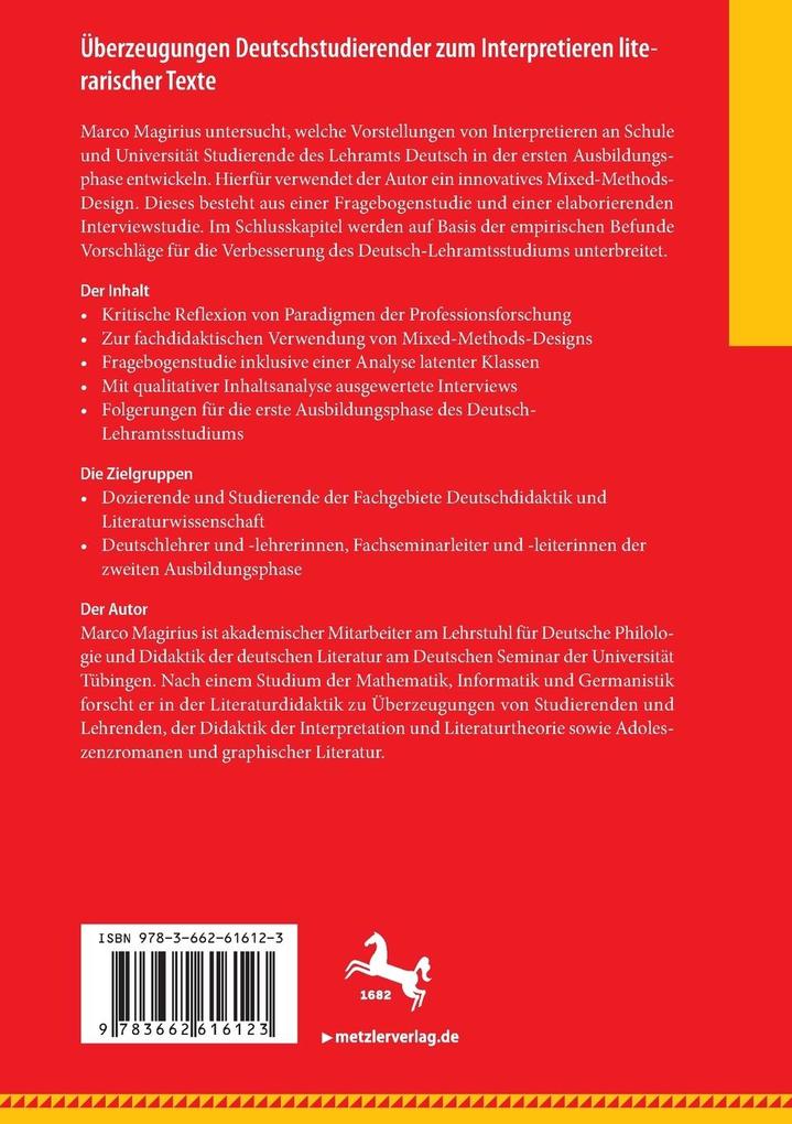 Weitere Ansicht: Überzeugungen Deutschstudierender zum Interpretieren literarischer Texte | Marco Magirius