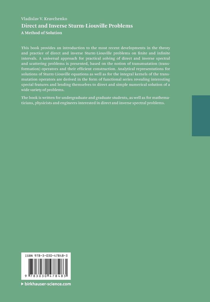 Weitere Ansicht: Direct and Inverse Sturm-Liouville Problems | Vladislav V. Kravchenko
