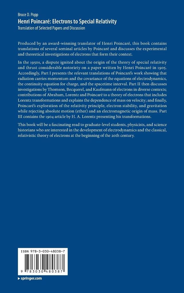 Weitere Ansicht: Henri Poincaré: Electrons to Special Relativity | Bruce D Popp