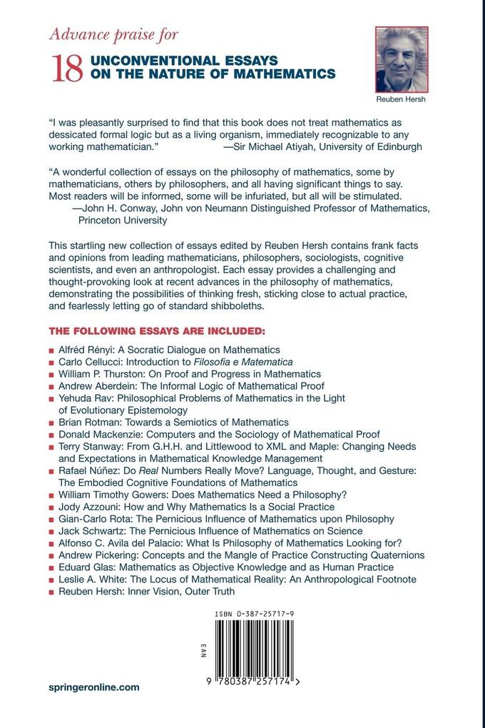 Weitere Ansicht: 18 Unconventional Essays on the Nature of Mathematics