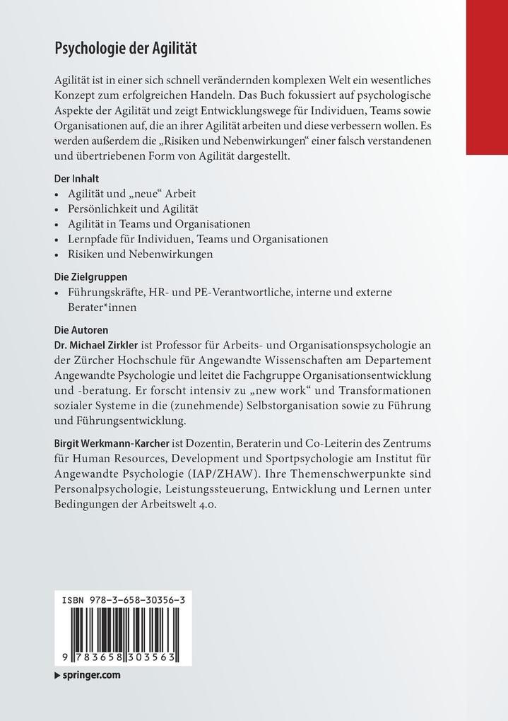 Weitere Ansicht: Psychologie der Agilität | Michael Zirkler, Birgit Werkmann-Karcher