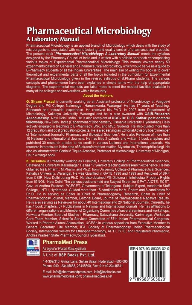 Weitere Ansicht: Pharmaceutical Microbiology | G Shyam Prasad, Srisailam K