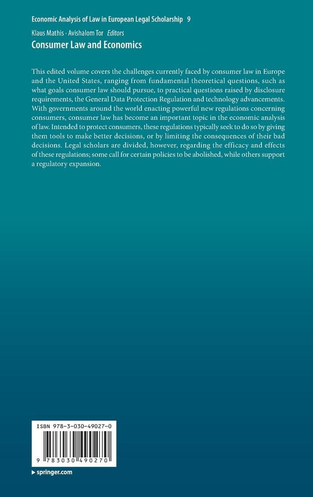Weitere Ansicht: Consumer Law and Economics