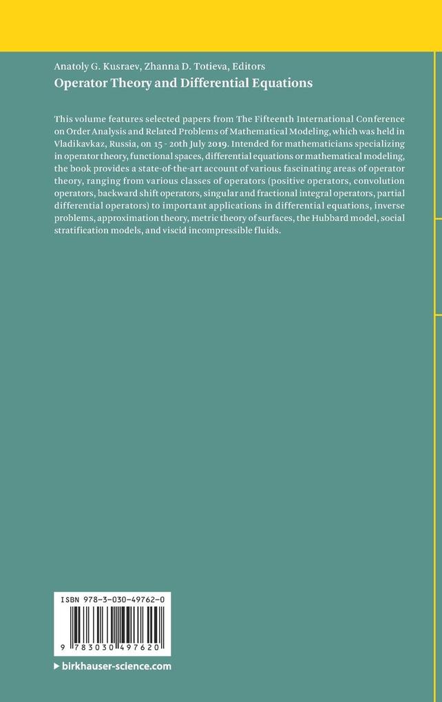 Weitere Ansicht: Operator Theory and Differential Equations
