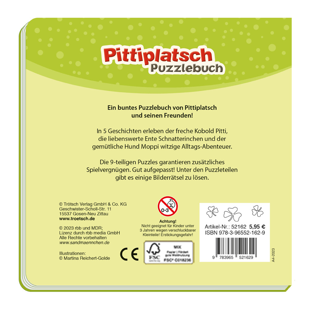 Weitere Ansicht: Trötsch Unser Sandmännchen Puzzlebuch mit 4 Puzzle Pittiplatsch
