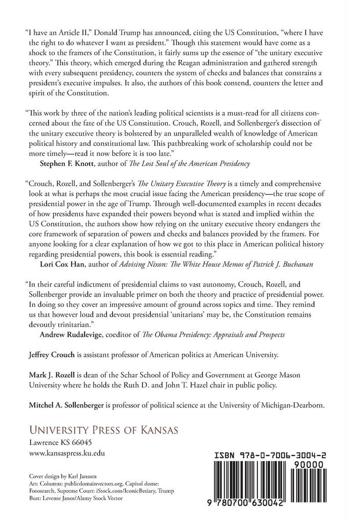 Weitere Ansicht: Unitary Executive Theory | Jeffrey P. Crouch, Mark J. Rozell, Mitchel A. Sollenberger