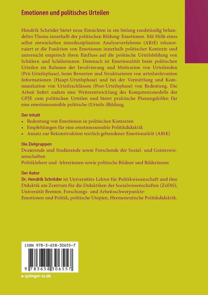 Weitere Ansicht: Emotionen und politisches Urteilen | Hendrik Schröder