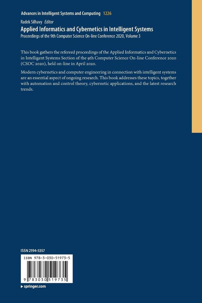 Weitere Ansicht: Applied Informatics and Cybernetics in Intelligent Systems
