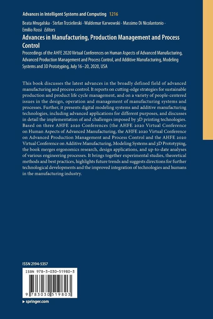 Weitere Ansicht: Advances in Manufacturing, Production Management and Process Control