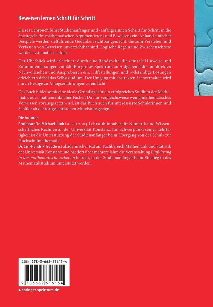 Weitere Ansicht: Beweisen lernen Schritt für Schritt | Michael Junk, Jan-Hendrik Treude