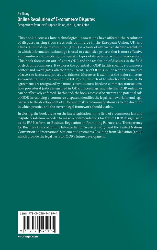 Weitere Ansicht: Online Resolution of E-commerce Disputes | Jie Zheng