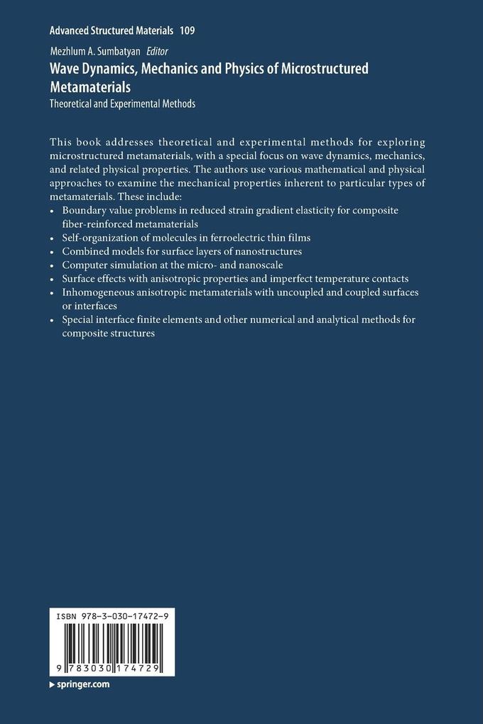 Weitere Ansicht: Wave Dynamics, Mechanics and Physics of Microstructured Metamaterials
