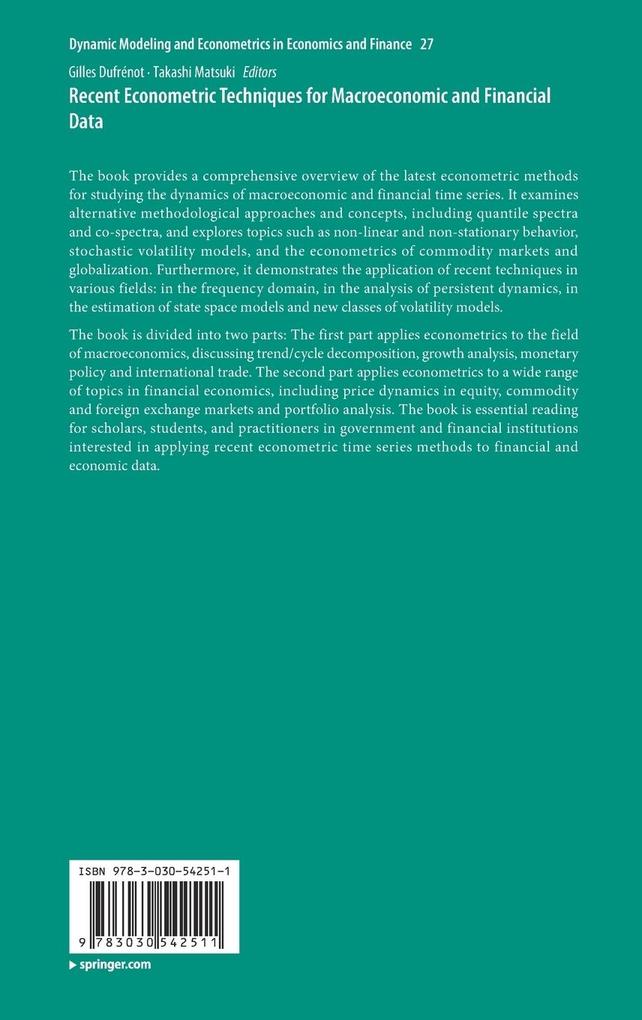 Weitere Ansicht: Recent Econometric Techniques for Macroeconomic and Financial Data