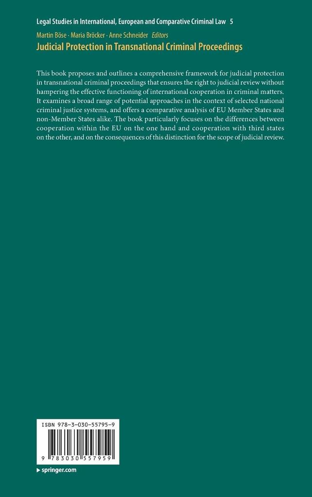 Weitere Ansicht: Judicial Protection in Transnational Criminal Proceedings